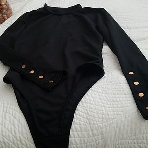 Black mock neck bodysuit